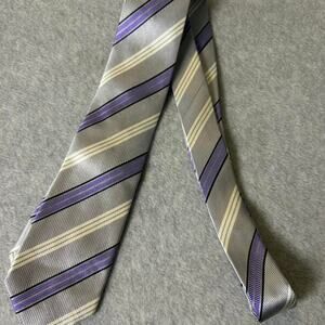 Tie rack purple and grey diagonal striped neck tie
